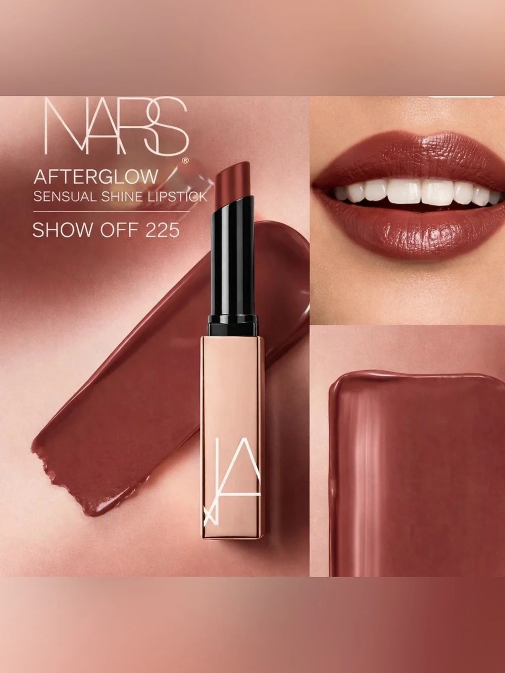 NEW✅ NARS Afterglow Sensual Shine Lipstick • 225 Show Off • Mahogany •New in Box